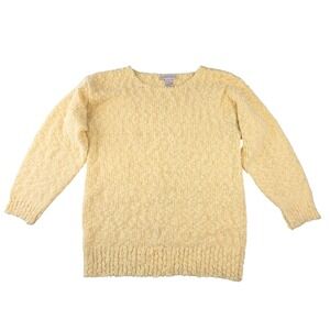 Vintage 80s Chimney Ridge Yellow Popcorn Knit Sweater Womens Large Long Sleeve